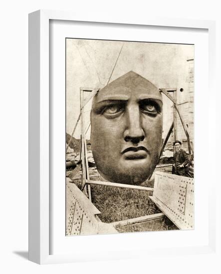 The Construction of the Statue of Liberty, Detail of the Face, C.1876-null-Framed Photographic Print