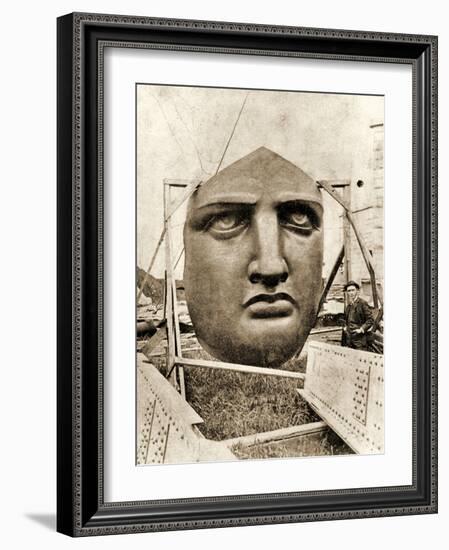 The Construction of the Statue of Liberty, Detail of the Face, C.1876-null-Framed Photographic Print