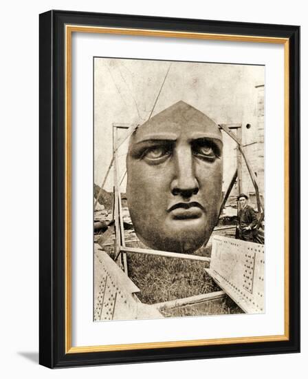 The Construction of the Statue of Liberty, Detail of the Face, C.1876-null-Framed Photographic Print