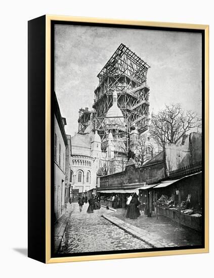 The Construction Ot the Sacre Coeur in Montmartre, circa 1885-90-null-Framed Premier Image Canvas