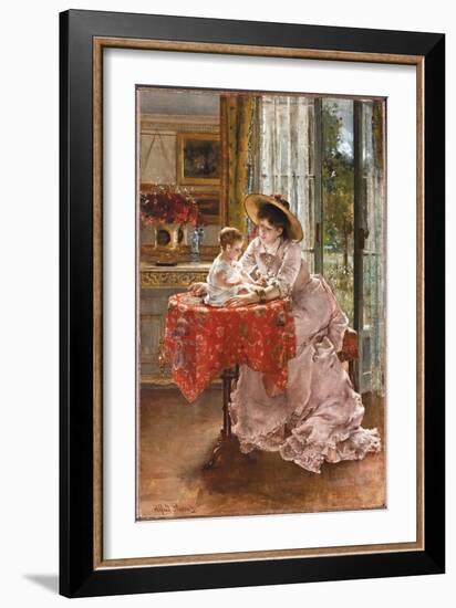 The Contented Mother, 1872-Alfred Emile Stevens-Framed Giclee Print