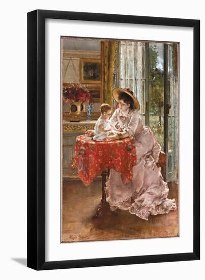 The Contented Mother, 1872-Alfred Emile Stevens-Framed Giclee Print