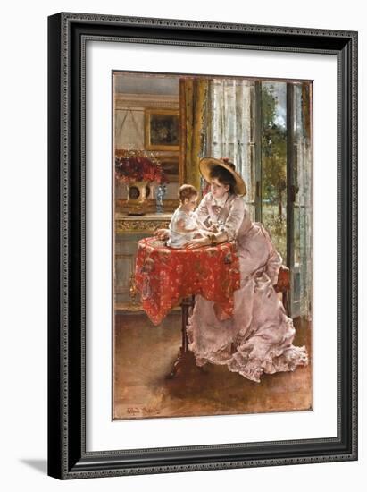 The Contented Mother, 1872-Alfred Emile Stevens-Framed Giclee Print