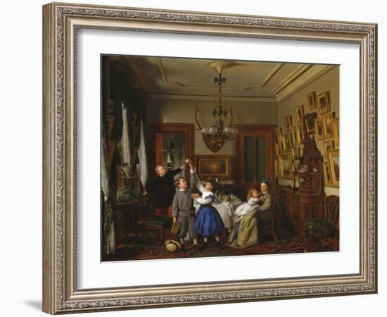 The Contest for the Bouquet: The Family of Robert Gordon in Their New York Dining-Room, 1866-Seymour Joseph Guy-Framed Giclee Print