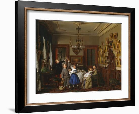 The Contest for the Bouquet: The Family of Robert Gordon in Their New York Dining-Room, 1866-Seymour Joseph Guy-Framed Giclee Print