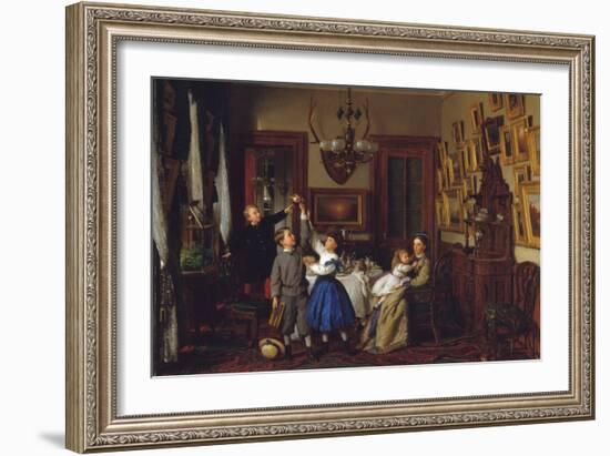 The Contest for the Bouquet: the Family of Robert Gordon in their New York Dining-Room, 1866-Seymour Joseph Guy-Framed Art Print