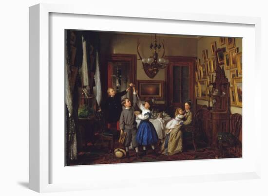 The Contest for the Bouquet: the Family of Robert Gordon in their New York Dining-Room, 1866-Seymour Joseph Guy-Framed Art Print