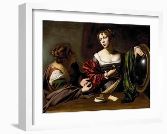 The Conversion of the Magdalene, C.1598 (Oil and Tempera on Canvas)-Caravaggio-Framed Giclee Print