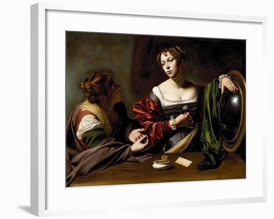 The Conversion of the Magdalene, C.1598 (Oil and Tempera on Canvas)-Caravaggio-Framed Giclee Print