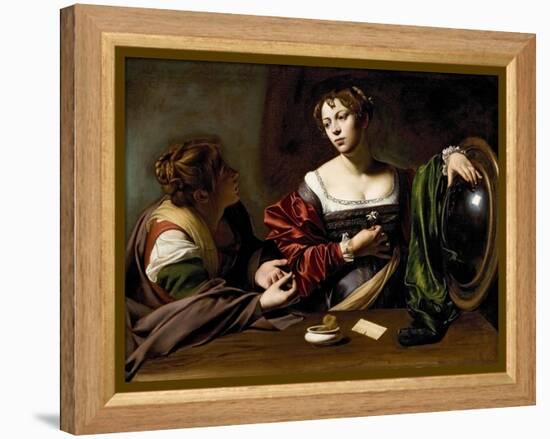 The Conversion of the Magdalene, C.1598 (Oil and Tempera on Canvas)-Caravaggio-Framed Premier Image Canvas