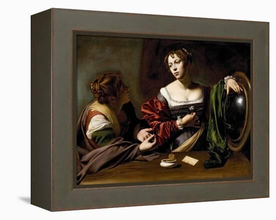 The Conversion of the Magdalene, C.1598 (Oil and Tempera on Canvas)-Caravaggio-Framed Premier Image Canvas