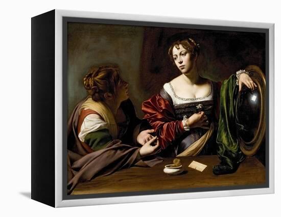 The Conversion of the Magdalene, C.1598 (Oil and Tempera on Canvas)-Caravaggio-Framed Premier Image Canvas