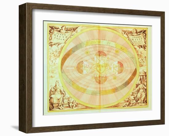 The Copernican System of the Sun, from the 'Harmonia Macrocosmica', Published in Amsterdam, 1660D-Andreas Cellarius-Framed Giclee Print