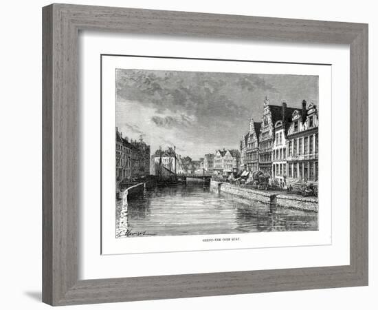 The Corn Quay, Ghent, Flanders, Belgium, 1879-Charles Barbant-Framed Giclee Print
