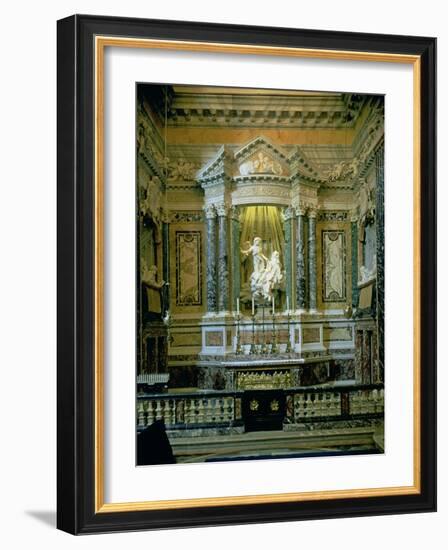 The Cornaro Chapel,Detail of the Altar with "The Ecstasy of St. Teresa"-Giovanni Lorenzo Bernini-Framed Giclee Print