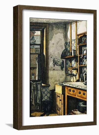 The Corner of the Kitchen, (Pen, Black Ink and Watercolour)-Charles Ginner-Framed Giclee Print