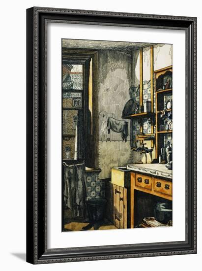 The Corner of the Kitchen, (Pen, Black Ink and Watercolour)-Charles Ginner-Framed Giclee Print