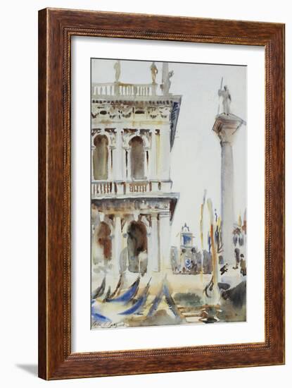 The Corner of the Libreria, with the Column of St. Theodore, Venice, 1904-John Singer Sargent-Framed Giclee Print