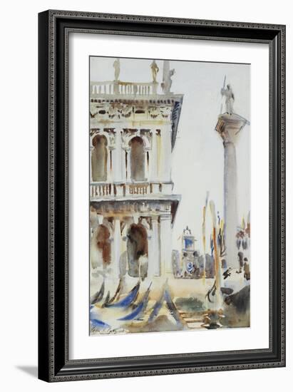 The Corner of the Libreria, with the Column of St. Theodore, Venice, 1904-John Singer Sargent-Framed Giclee Print