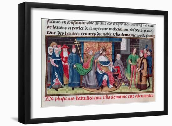 The Coronation of Emperor Charlemagne by Pope St. Leo III on Christmas Eve 800 AD-null-Framed Giclee Print