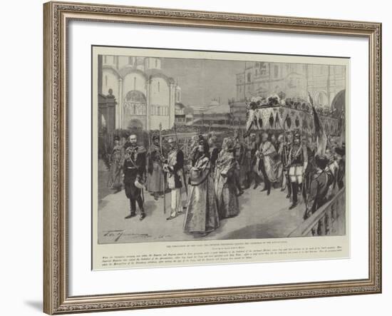 The Coronation of the Czar, the Imperial Procession Leaving the Cathedral of the Annunciation-Frederic De Haenen-Framed Giclee Print