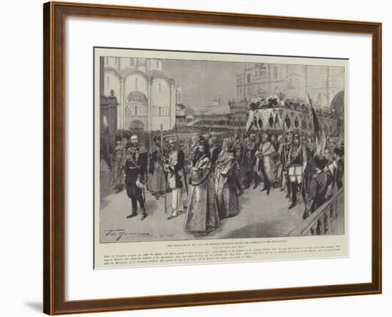 The Coronation of the Czar, the Imperial Procession Leaving the Cathedral of the Annunciation-Frederic De Haenen-Framed Giclee Print