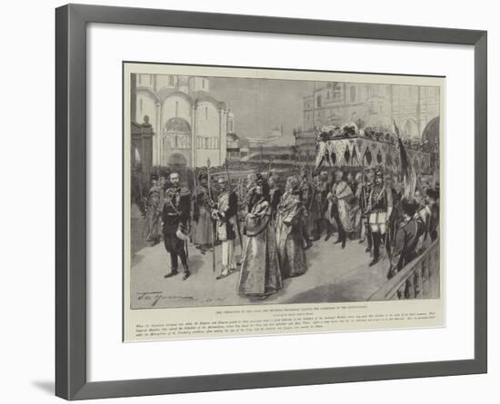 The Coronation of the Czar, the Imperial Procession Leaving the Cathedral of the Annunciation-Frederic De Haenen-Framed Giclee Print