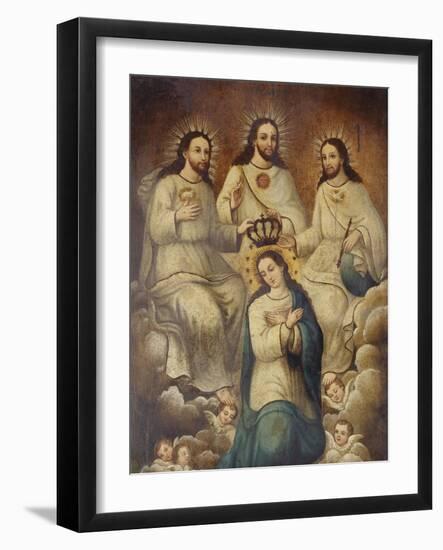 The Coronation of the Virgin with the Holy Trinity-Mexican School-Framed Giclee Print