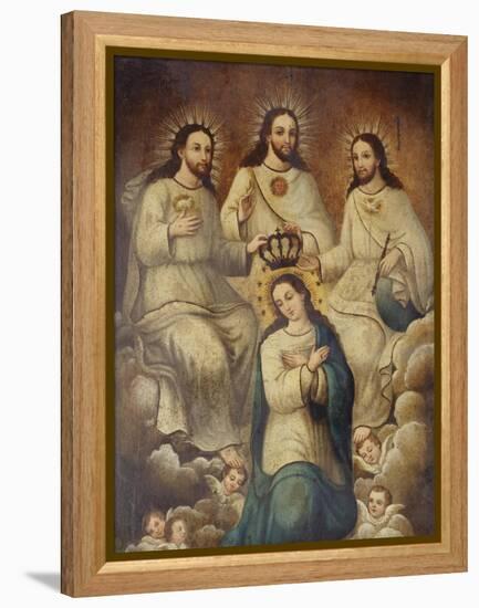 The Coronation of the Virgin with the Holy Trinity-Mexican School-Framed Premier Image Canvas