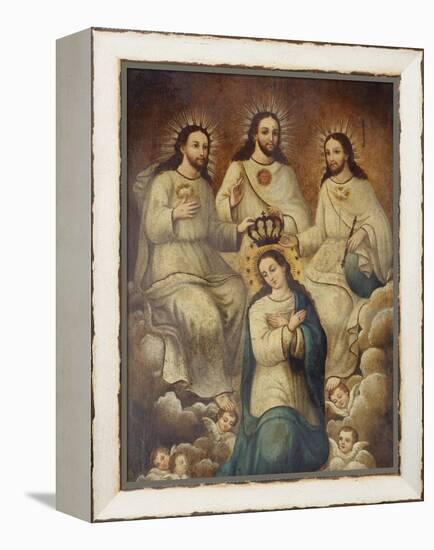 The Coronation of the Virgin with the Holy Trinity-Mexican School-Framed Premier Image Canvas
