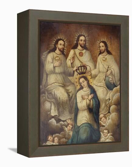 The Coronation of the Virgin with the Holy Trinity-Mexican School-Framed Premier Image Canvas