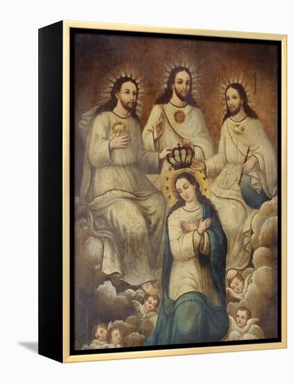 The Coronation of the Virgin with the Holy Trinity-Mexican School-Framed Premier Image Canvas