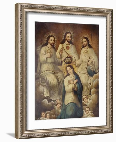 The Coronation of the Virgin with the Holy Trinity-Mexican School-Framed Giclee Print