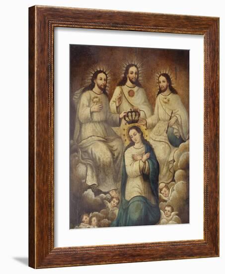 The Coronation of the Virgin with the Holy Trinity-Mexican School-Framed Giclee Print