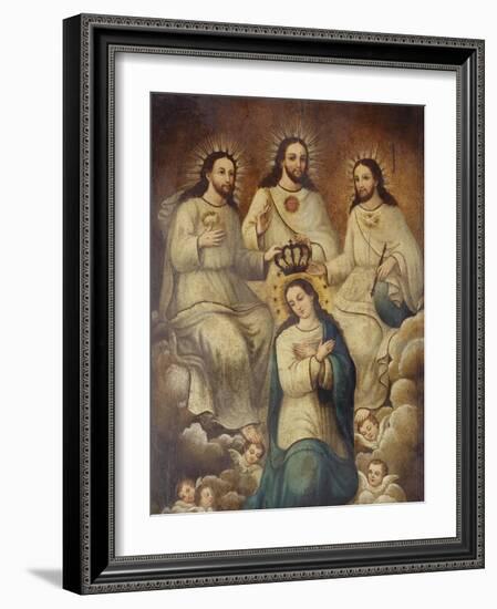 The Coronation of the Virgin with the Holy Trinity-Mexican School-Framed Giclee Print