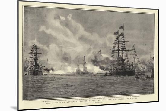 The Coronation Review at Spithead, the Royal Sovereign Firing the Salute-William Lionel Wyllie-Mounted Giclee Print