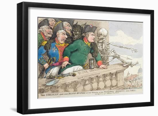 The Corsican and His Blood Hounds at the Window of the Tuilleries-James Gillray-Framed Giclee Print