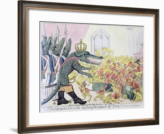 The Corsican Crocodile Dissolving the Council of Frogs, 9th November 1799-null-Framed Giclee Print