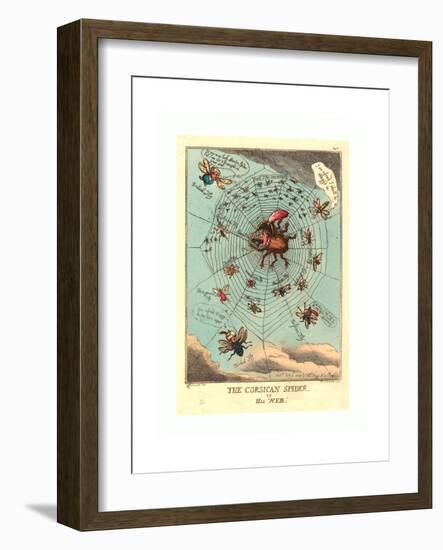 The Corsican Spider in His Web, Published 1808, Hand-Colored Etching, Rosenwald Collection-Thomas Rowlandson-Framed Giclee Print