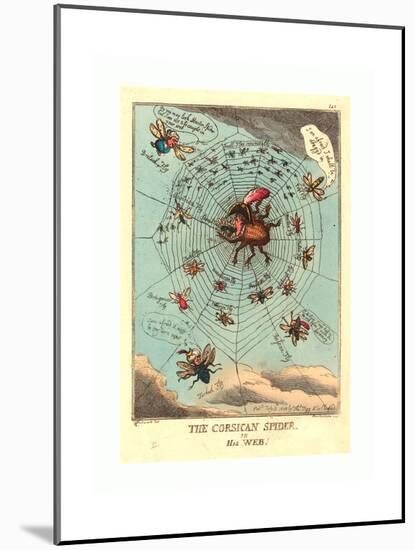 The Corsican Spider in His Web, Published 1808, Hand-Colored Etching, Rosenwald Collection-Thomas Rowlandson-Mounted Giclee Print