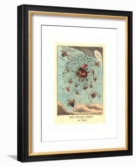 The Corsican Spider in His Web, Published 1808, Hand-Colored Etching, Rosenwald Collection-Thomas Rowlandson-Framed Giclee Print