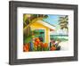 The Cottage at Crystal Cove - Laguna Beach California - Tropical Paradise-Robin Wethe Altman-Framed Art Print