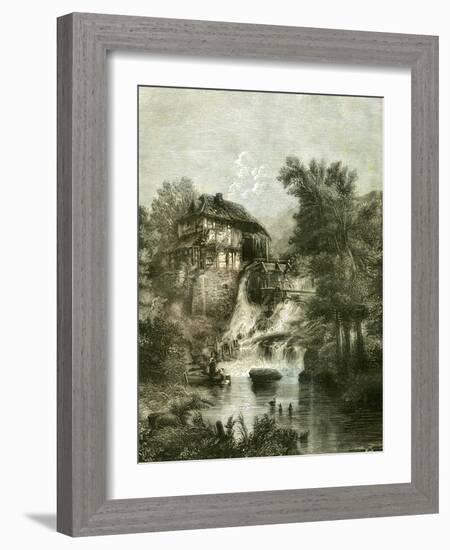 The Cottage by the Mill U.K. 19th Century-null-Framed Giclee Print
