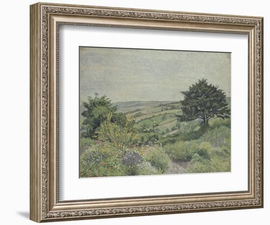 The Cottage Garden, Fishpond, 1915 (Oil on Canvas)-Lucien Pissarro-Framed Giclee Print