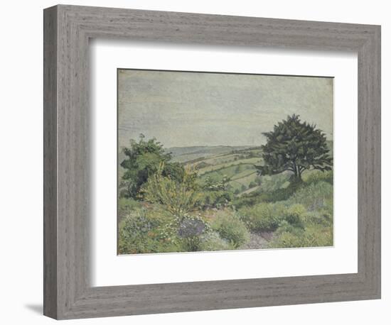 The Cottage Garden, Fishpond, 1915 (Oil on Canvas)-Lucien Pissarro-Framed Giclee Print