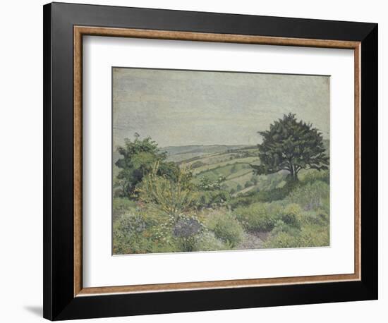 The Cottage Garden, Fishpond, 1915 (Oil on Canvas)-Lucien Pissarro-Framed Giclee Print