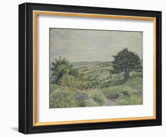 The Cottage Garden, Fishpond, 1915 (Oil on Canvas)-Lucien Pissarro-Framed Giclee Print
