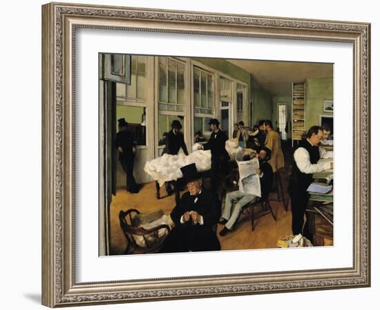 The Cotton Exchange, New Orleans, 1873-Edgar Degas-Framed Giclee Print