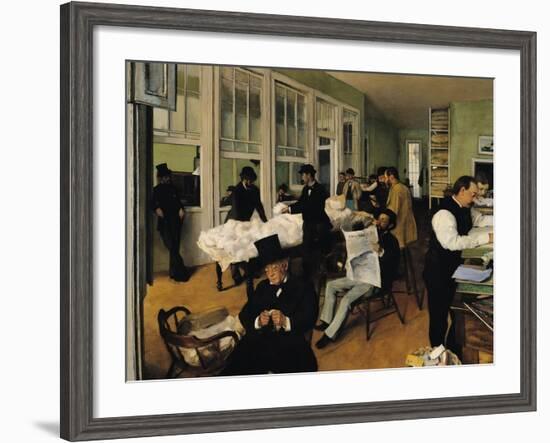 The Cotton Exchange, New Orleans, 1873-Edgar Degas-Framed Giclee Print