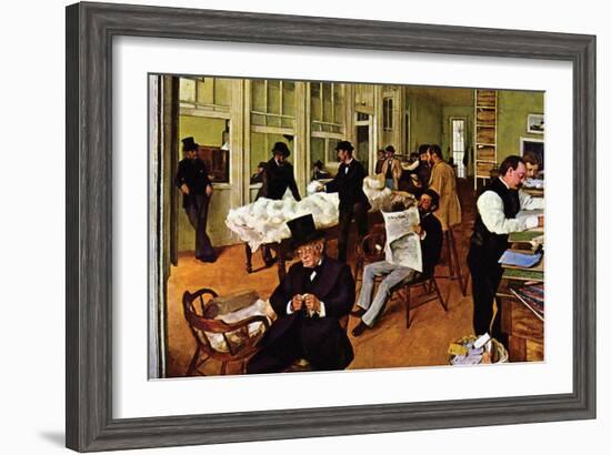 The Cotton Exchange-Edgar Degas-Framed Art Print